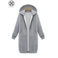 thumbnail image 2 of Luxtrada Women Winter Plus Size Long Hoodie Coat Warm Hooded Jacket Zip Parka Overcoats, 2 of 7