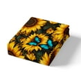 thumbnail image 4 of Erosebridal Botanical Sunflower Comforter Cover Twin,Butterfly Bedding Twin Size,Golden Blue,Reversible,Lightweight,2pcs(No Comforter), 4 of 6