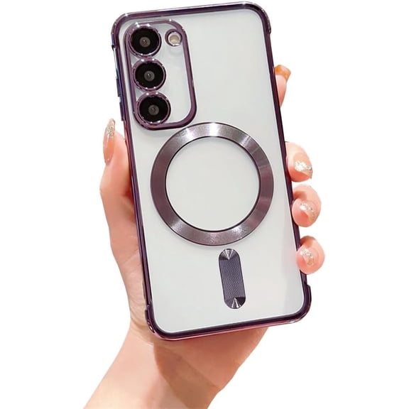 Galaxy S20 FE Case Magnetic [Support Magsafe Charger] Wireless Anti-Scratch Shockproof Plated Bumper Clear Full Camera Protection Slim Phone Cover Case for Samsung Galaxy S20 FE 6.5"-Purple