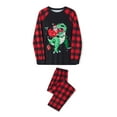 thumbnail image 3 of MIPREWUY Christmas Family Matching Pajamas Set, Dinosaur Santa Claus Print T-shirt with Plaid Pants, 3 of 10