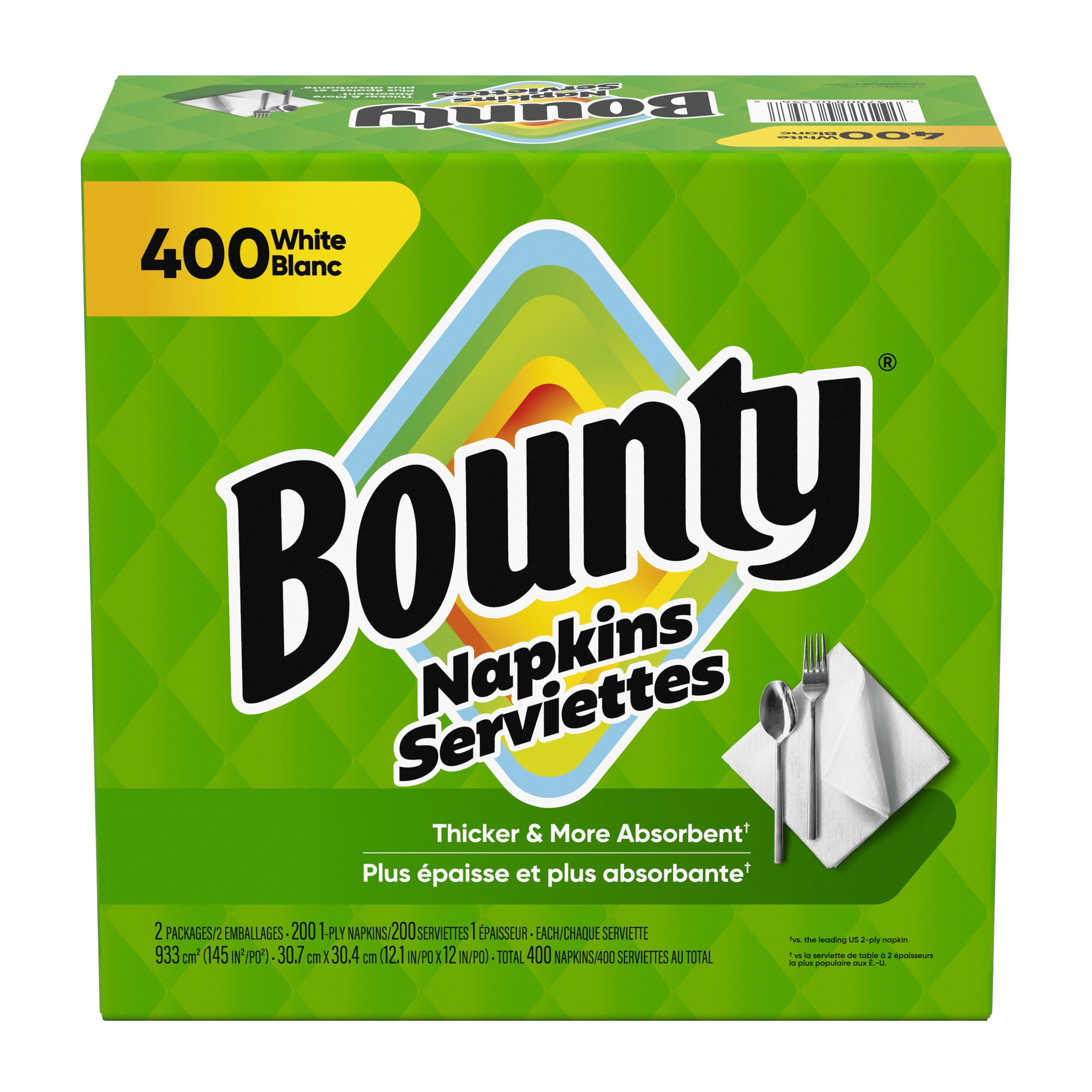 Bounty Everyday Disposable Paper Napkins, White, 400 Count Napkins