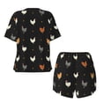 thumbnail image 6 of Wukai Funny Chicken Print Women's Pajama Set - Short-Sleeve Top and Shorts with Elastic Waistband and Pockets for Loungewear, Yoga, and Casual Wear-, 6 of 8
