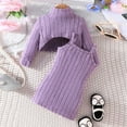 thumbnail image 2 of Gelikeya Girls 2 Piece Outfits Vertical Stripes Long Sleeve Sweater Crop Tops Camisole Pencil Dress Set Baby Clothes (Purple, 9-12 Months), 2 of 8
