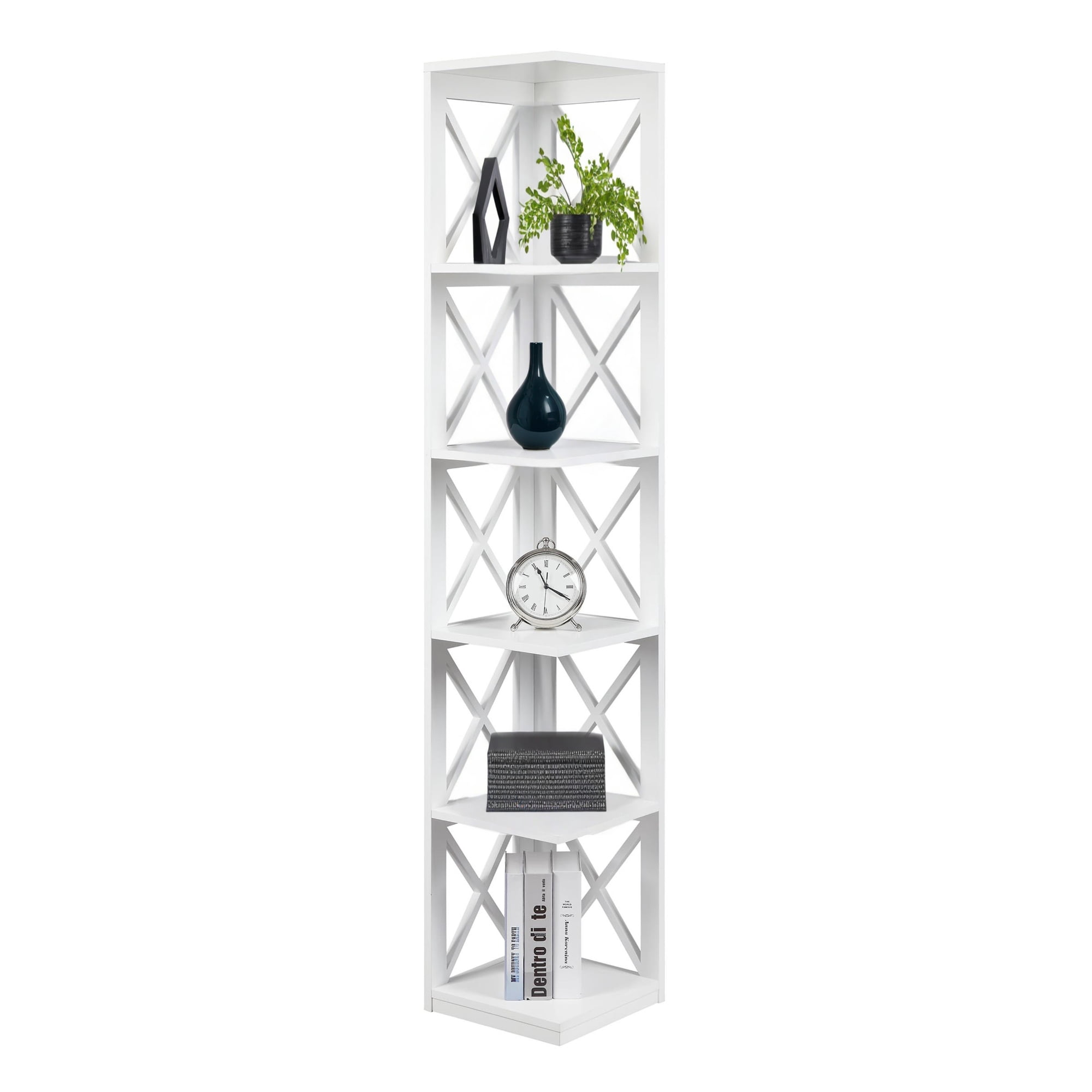 Convenience Concepts Oxford 5 Tier Corner Bookcase, White