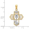 thumbnail image 2 of Pendentif en Or Jaune Plaqué Rhodium 14K avec Croix Rhodié, 2 of 2
