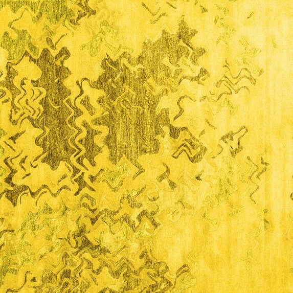 Ahgly Company Indoor Square Solid Yellow Modern Area Rugs, 5' Square