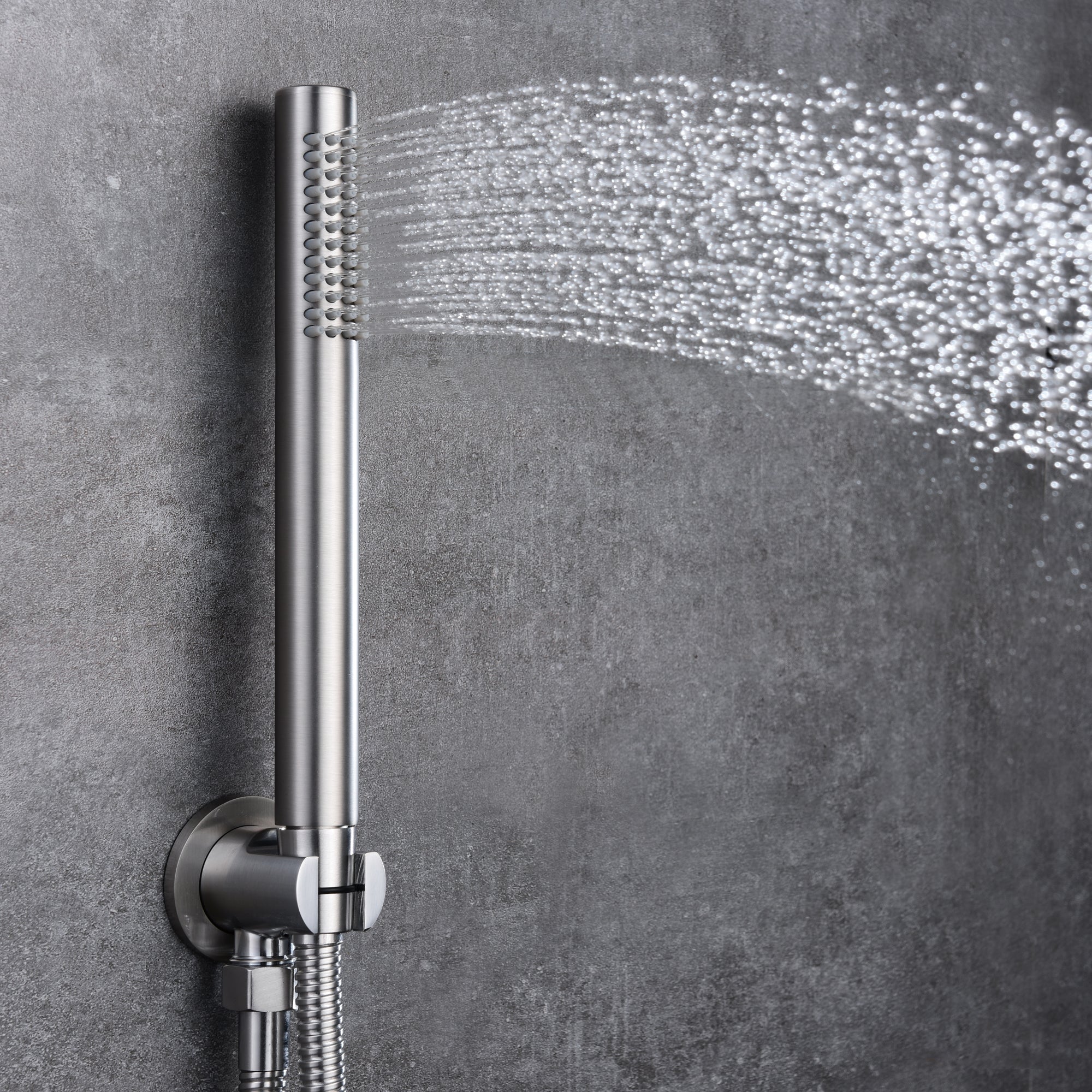 3 Handle Wall Mount Tub Faucet with Sprayer,Waterfall Bathtub Faucet Brushed Nickel