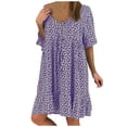 thumbnail image 2 of SMihono Robes Bohèmes d'Été pour Femmes Grande Taille Col en V Imprimé Manches Évasées Temps de Loisirs en Vacances Robe à Manches Courtes, 2 of 6