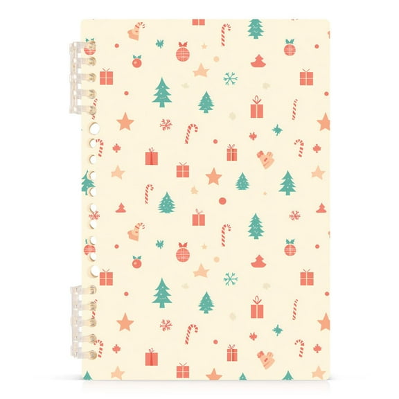 Christmas Tree Presents Candy Cane Notebooks 1-subject Journal 60 Sheets A5 College Ruled Paper Detachable Ring 8.3"x5.7"