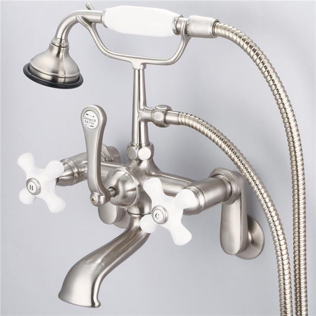 Water Creation F6-0004-03-CL Vintage Classic Adjustable Center Deck Mount Tub Faucet with Handheld Shower