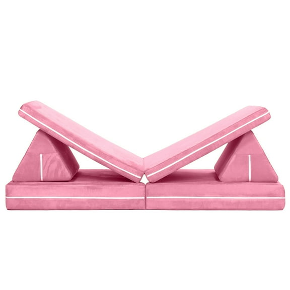 CC Home Furnishings 6-Piece Zipline Kids Playscape Furniture Playset - 66" - Pink