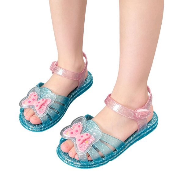Abomasnow Girls Jelly Sandals Closed Toe Glitter Princess Dress Sandals Summer Waterproof Fisherman Gladiator Shoes for Little Kid