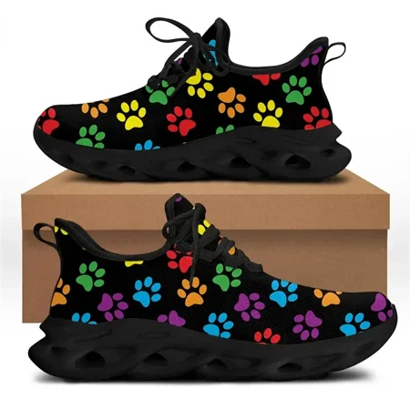 

Ladies Casual Animal Paw Print Brand Design Women Lightweight Flat Sneakers Lace-Up Shoes 2024