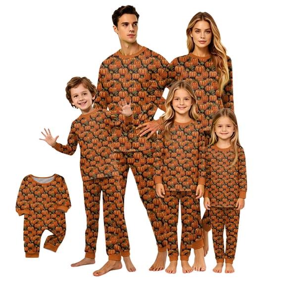 Halloween Family Matching Pajamas Set, Fall Sleepwear, Ghost & Pumpkin Printed Holiday Sleepwear, Soft Loungewear PJs Outfit
