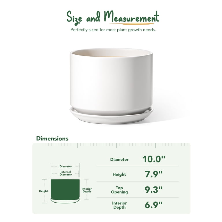 BEMAY 10 Inch White Ceramic Planter Pot photo 3