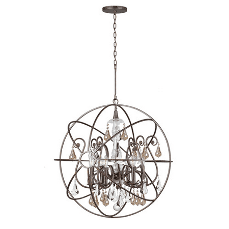 

Chandeliers 6 Light With English Bronze Golden Shadow Hand Cut Wrought Iron 28 inch 360 Watts - World of Lighting