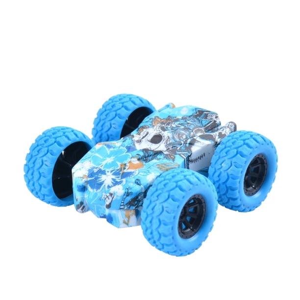Camión de juguete Doodle Monster de doble cara con motor de fricción, volteretas, inercia a prueba de golpes, vehículos de empuje para niños pequeños, suministros para fiestas de cumpleaños y Navidad.