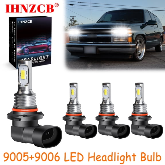 IHNZCB for Gmc C1500 1988-1999 White LED Headlights Bulb High/Low Beam,9005 9006,YHB,Y06