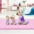 thumbnail image 3 of Costway 4' x 8' x 2'' Folding Gymnastics Mat Four Panels Gym PU Leather EPE Foam Pink, 3 of 12