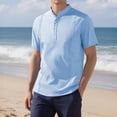 thumbnail image 4 of Men's Jersey Henley Short Sleeve Shirt Moisture Wicking Lightweight Cotton T-Shirts Casual Summer Basic Tee Shirt Size 3XL Sky Blue, 4 of 8