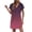Hot Pink, variant on THDHVS Casual Dresses for Women,Womens Dresses,Short Sleeve V Neck Ombre Dress Drop Shoulder Cotton Like Fabric Hot Pink