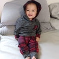 thumbnail image 2 of Set de pantalones Saeaby con capucha a cuadros para bebés de 6 a 12 meses, 2 of 9