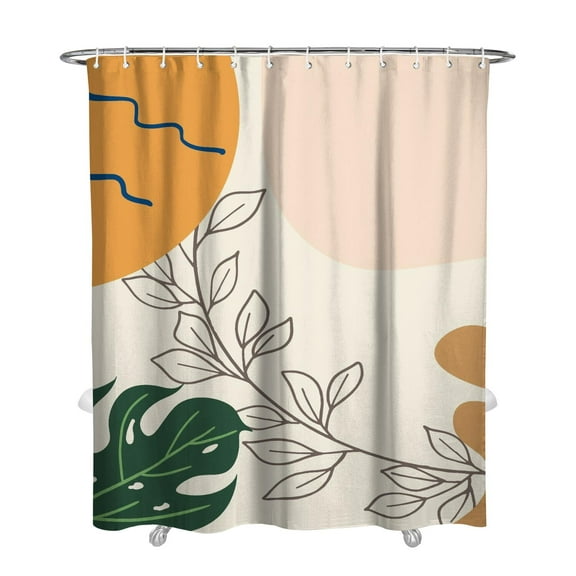 Extra Long Boho Shower Curtain 72x84 Inches - Vintage Floral & Tropical Leaves Pattern, Waterproof Bohemian Bathroom Decor with 12 Hooks, Tribal Rustic Style