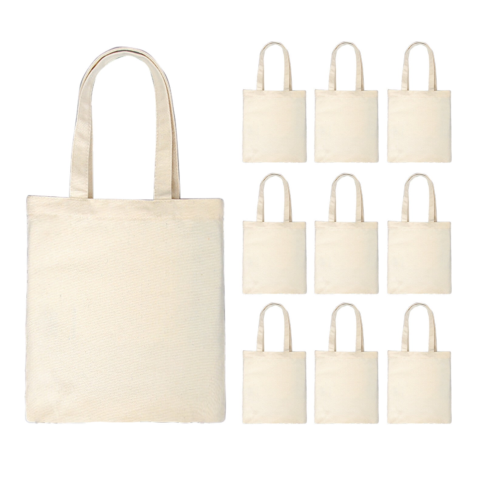 10 Pcs Sac en Toile Sac à Main Grande Capacité Couleur Unie