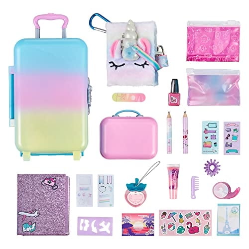 REAL LITTLES Unicorn Travel Pack con maleta de juguete, bolsa de transporte, diario de unicornio y 15 accesorios de juguete sorpresa en el interior - Amazon Exclusive REAL LITTLES NA