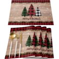 thumbnail image 1 of 6pcs Placemats Juego de manteles individuales de 6 manteles individuales resistentes al calor para mesa de comedor, alce navideño, copo de nieve, cuadros de búfalo rojo, manteles individuale, 1 of 5