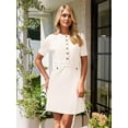 thumbnail image 5 of Women's Knit Bodycon Sweater Dress Button Short Sleeve Crew Neck Elegant Formal Mini Dress, 5 of 6