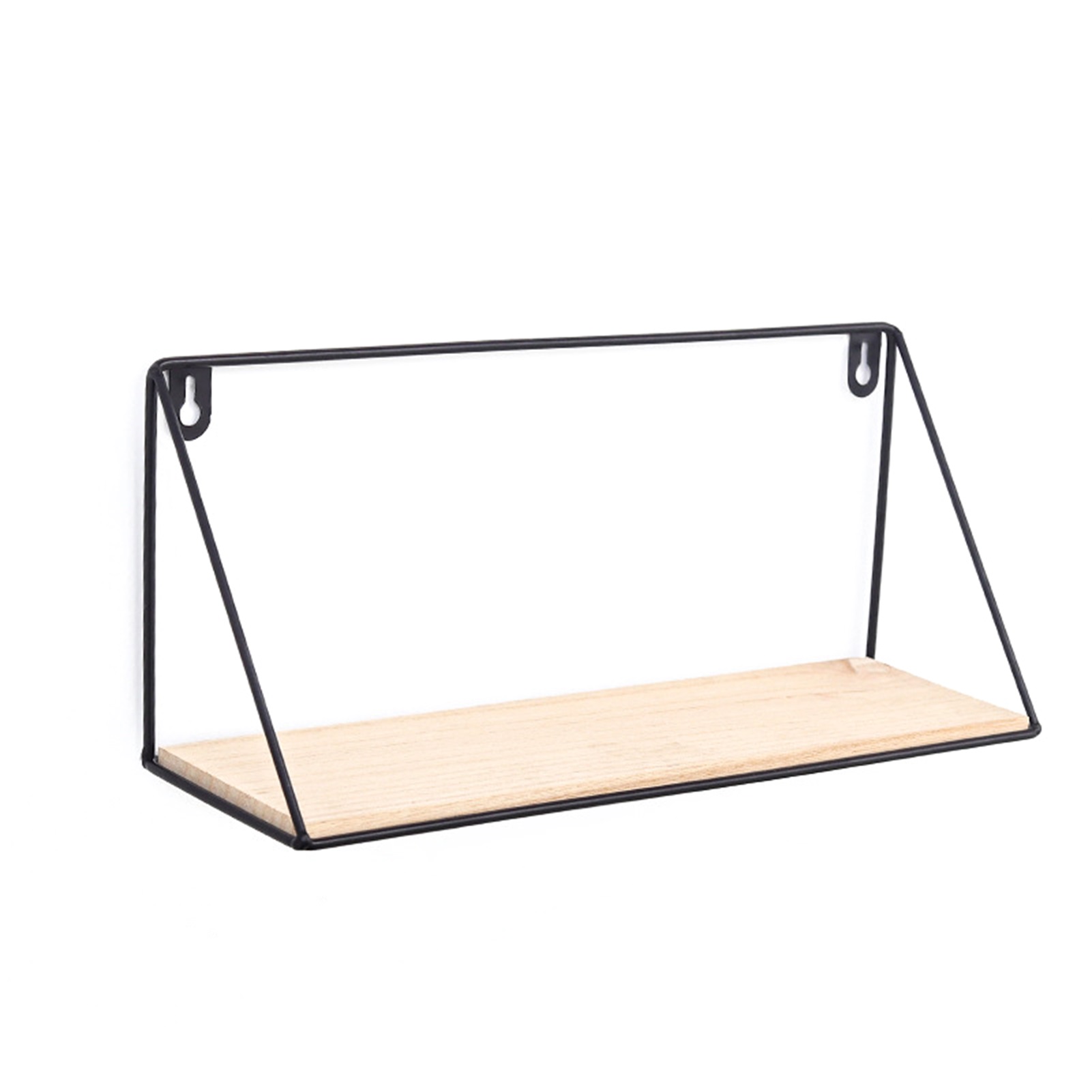 Yesbay Wall Shelf Longlasting Wall Mounted Wood Iron Nail Free Wall