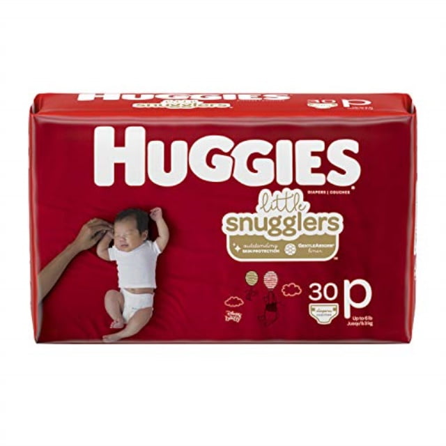 Package may vary 30-Count Size P Huggies Gentle Care Preemies Diapers 