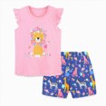 thumbnail image 5 of kpoplk Cute Toddler Girl Outfit Summer Flutter Sleeve Sleeveless Blouse and Capri Shorts 2 Piece Clothing Set(Pink,4-5 Y), 5 of 9