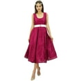 thumbnail image 2 of Bimba Women's Elegant Midi Prom Dress Round-Neck Bridesmaid Dresses, 2 of 9