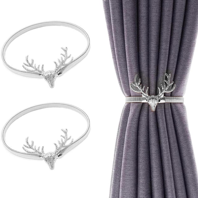Juego de 2 alzapaños para cortinas de metal brillante con diseño grabado, hebillas para cortinas, alzapaños para cortinas de ventana