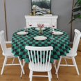 thumbnail image 2 of Teal and Black Checkerboard Pattern Round Tablecloth 60"x60",Wrinkle Wipeable Table Cloth for Kitchen Dining Room Picnic Patio Party, 2 of 6