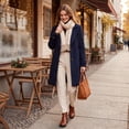 thumbnail image 5 of TQWQT Womens Notched Lapel Mid Length Wool Blend Coat Single Breasted Solid Color Elegant Trench Overcoat with Side Pockets Casual Office Outerwear for Fall Winter Blue M, 5 of 7