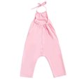 thumbnail image 4 of Teen Girl's Casual Short Jumpsuits V Neck Sleeveless Long Pants Drawstring Romper Casual Plain Color Overalls with Side Pockets for Little Girls Teen 5-6 Years, 4 of 8