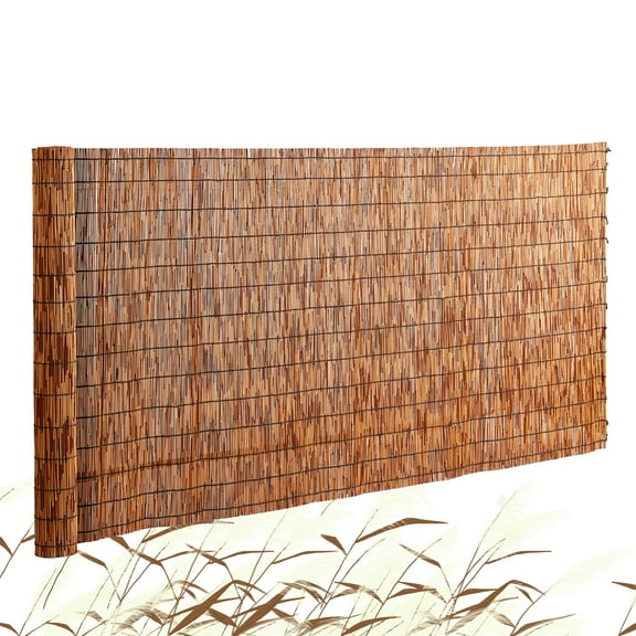 VEVOR Natural Reed Fencing, 5.5 ft x 16.4 ft, Reed Screen Curtain Balcony Reed Fence Roll for Outdoor Backyard Patio, Decorative Fence for Backyard Garden Fencing Divider, Privacy Screen Panel