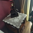 thumbnail image 3 of Luckyn Vintage Square Tablecloth Doily Cotton Lace Crochet Floral Table Cloth Cover,White, 3 of 9
