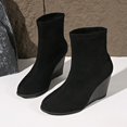 thumbnail image 5 of Mepaouo Women's Wedge Boots Suede Embroidery Sock Slip on Ankle Dress Booties with Low Wedges, 5 of 8