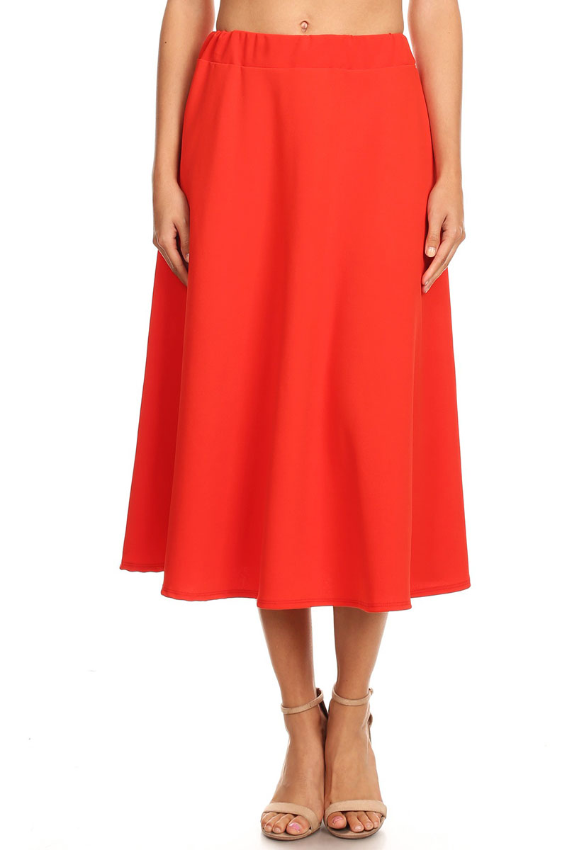 Women's Solid Midi Skirt