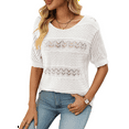 thumbnail image 2 of Womens Summer Tops Short Sleeve Crew Neck Knit Sweaters White M, 2 of 5
