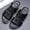 black, variant on Minimalist H Hardware Decor Leather Slide Sandals Layered White Outsole Daily Walking Vacation Trainers