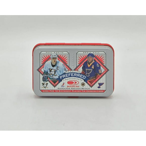 1997/98 Donruss Preferred NHL Hockey Card Collectible Tin (5 Cards) Paul Kariya, Brett Hull