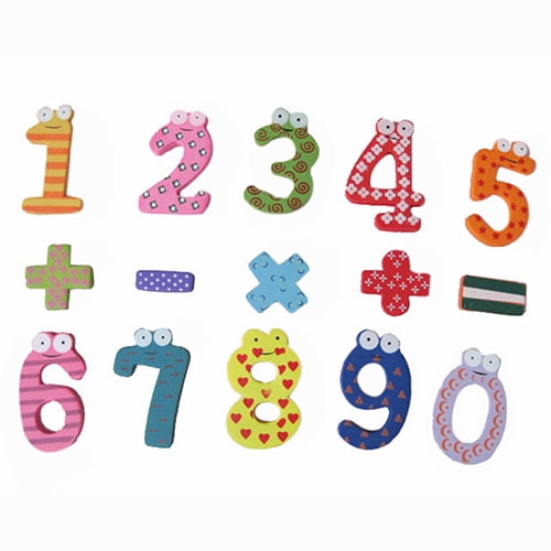 Wooden Magnetic Number Fridge Magnet Math Educational Mathematics Puzzle Toy 