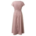 thumbnail image 5 of Sngxgn Women Summer Bodycon Backless Maxi V Neck Dress(Pink,XL), 5 of 9
