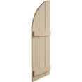 thumbnail image 3 of Ekena Millwork 16 1/2"W x 54"H (37 1/2" Low Side) Timberthane Rough Cedar Three Board Joined Board-n-Batten w/Quarter Round Arch Top Faux Wood Shutters (Per Pair), Primed Tan, 3 of 6