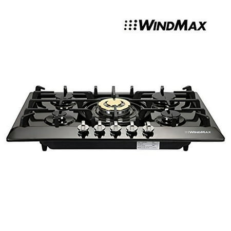 WindMaxÂ® 30 inch Black Titanium Plated Stainless Steel Golden Burner Built-In 5 Stoves NG Natural Gas Cooktops Cook Top Kitchen (Best 36 Inch Cooktop)
